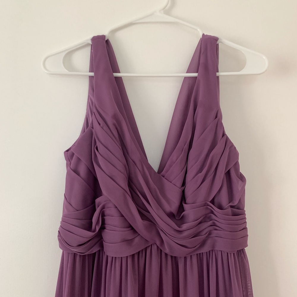 David’s Bridal Wisteria Long Mesh Dress, Cowl Back